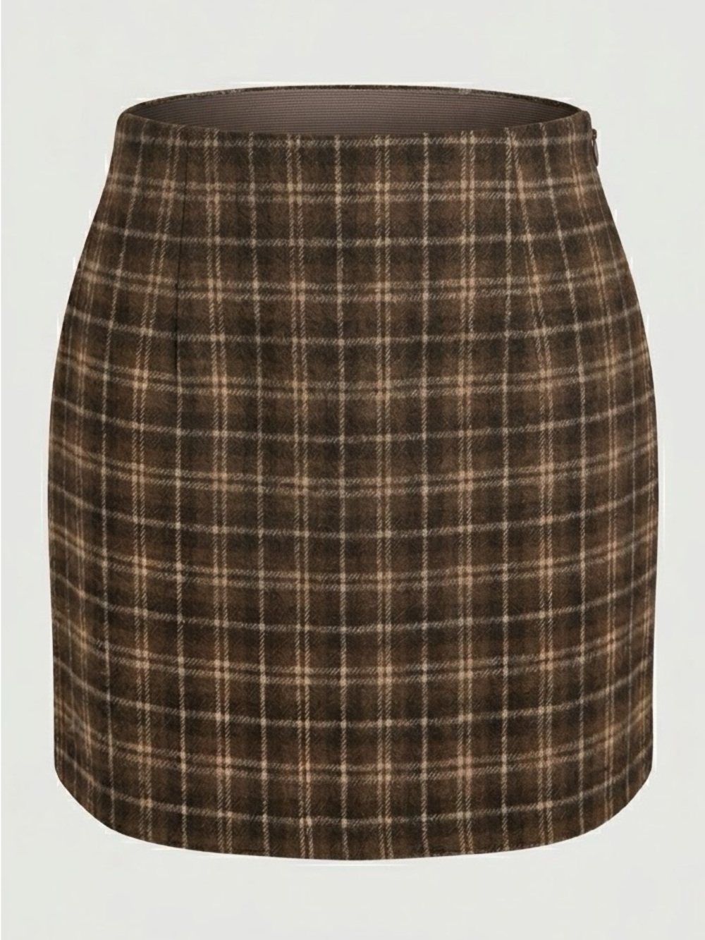 Blu Pepper Brown Plaid Fuzzy Knit Mini Skirt L NWT